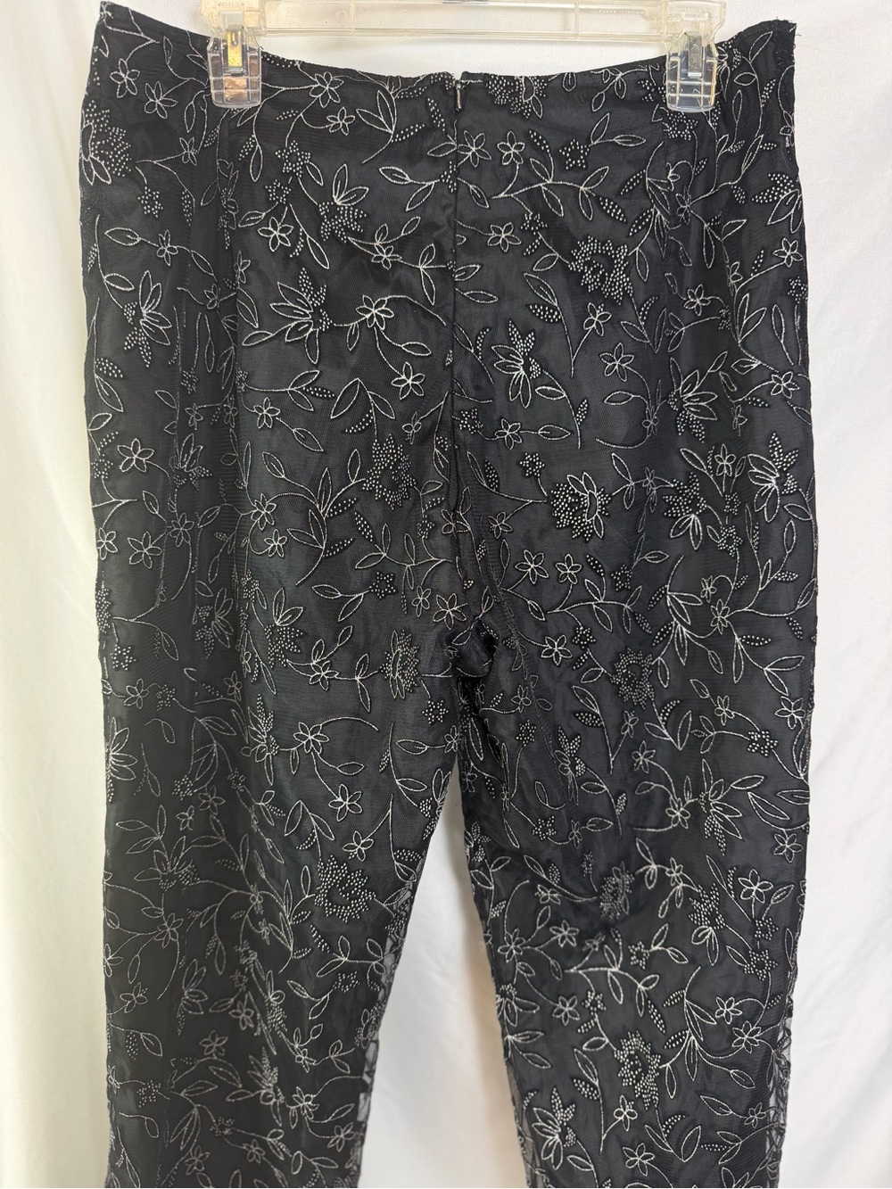Vintage Y2K Black Sheer Floral Embroidered Mesh Lined Pants Size Large - Picture 5 of 8
